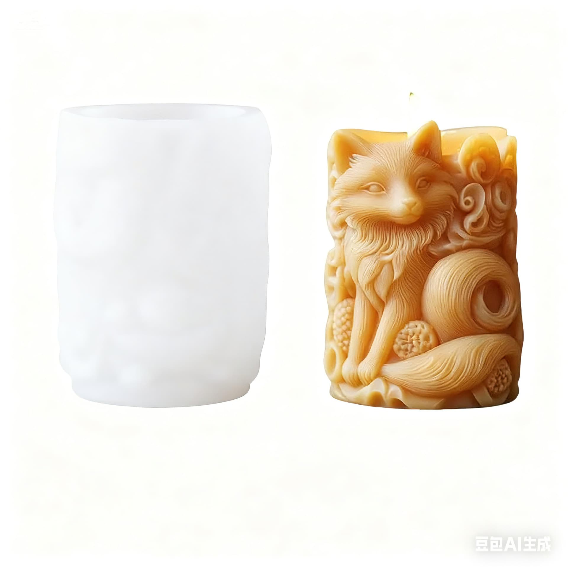 Silicone Mold for Embossed Fox Candle DIY Fox Aroma Diffuser Stone Ornament