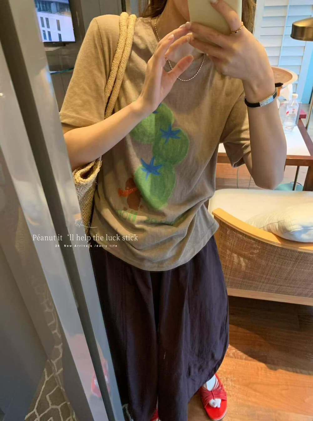 Peanut Summer Korean Anime Cartoon Print Versatile Loose Slim Round Neck Short Sleeve T-Shirt 11185