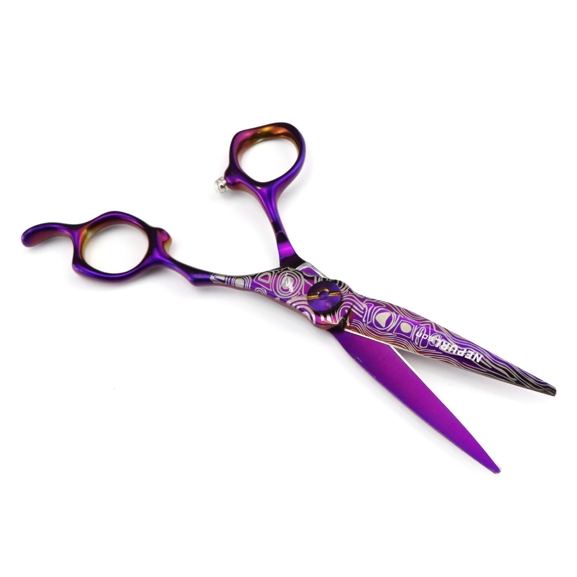 Purple 6.0 Inch 7.0 Inch Nai Pu Sen Colored Steel Damascus Hair Scissors - Straight, Thinning Shears
