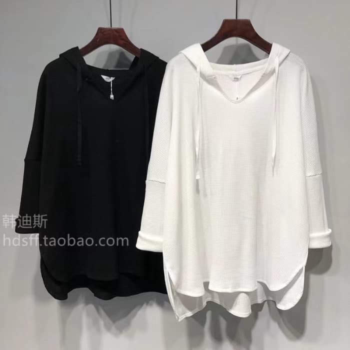Plus Size 300 lbs Irregular Long-Sleeved T-Shirt for Women, Spring 2023 New Style Top, White, Black, Coffee Colors