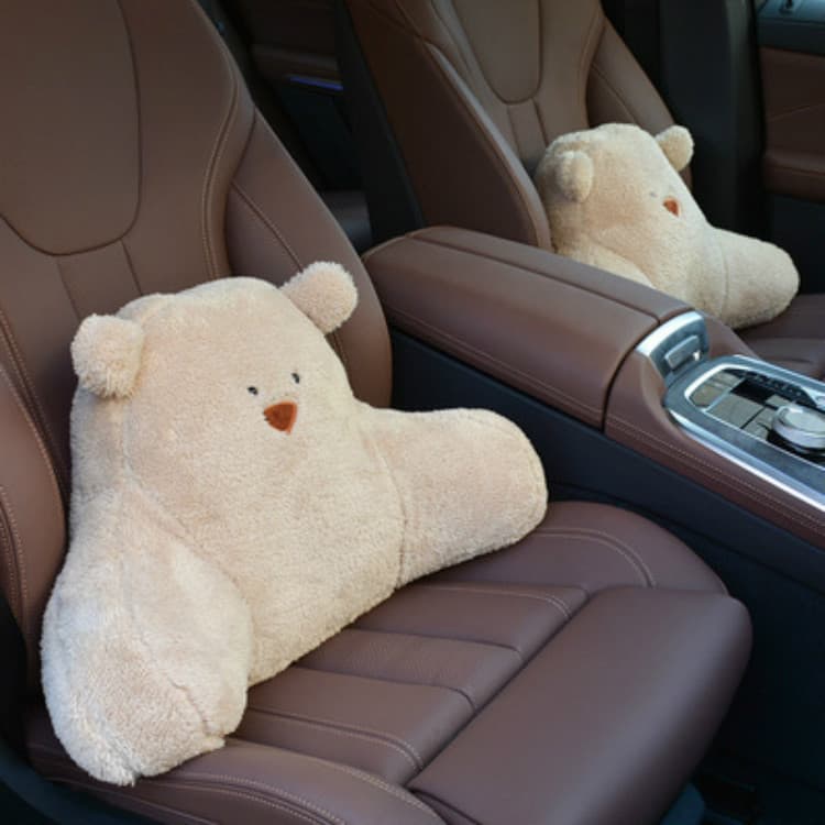 Clearance Sale Car Lumbar Pillow Plush Teddy Bear Lumbar Support Seat Cushion Office Waist Support Pillow Car Backrest