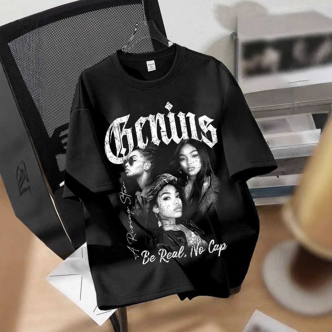 2025 New Women's Summer Round Neck Off-Shoulder Comfortable Loose Casual T-Shirt Letter Print Pattern Oversized T-Shirt