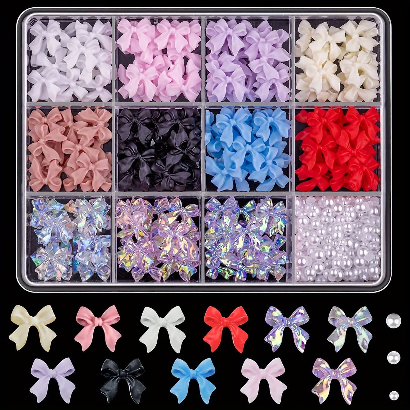 Amazon Hot Nail Jewelry Pearl Bow Love Moon Mixed Set Cross Border Nail DIY Accessories