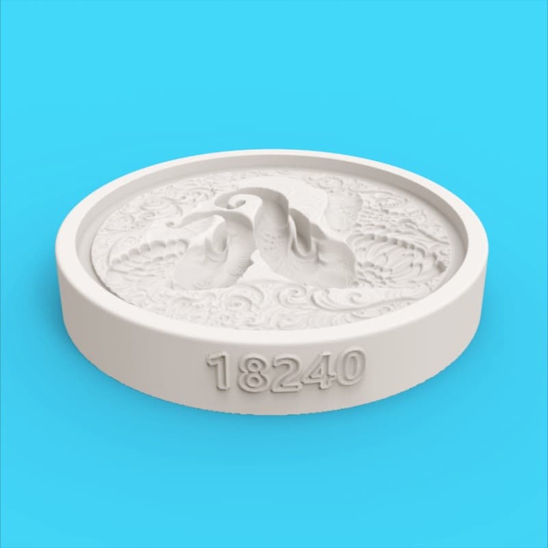 Round Scroll Double Elephant Relief Silicone Mold for Fondant Chocolate Cake DIY Decoration Mold 18240