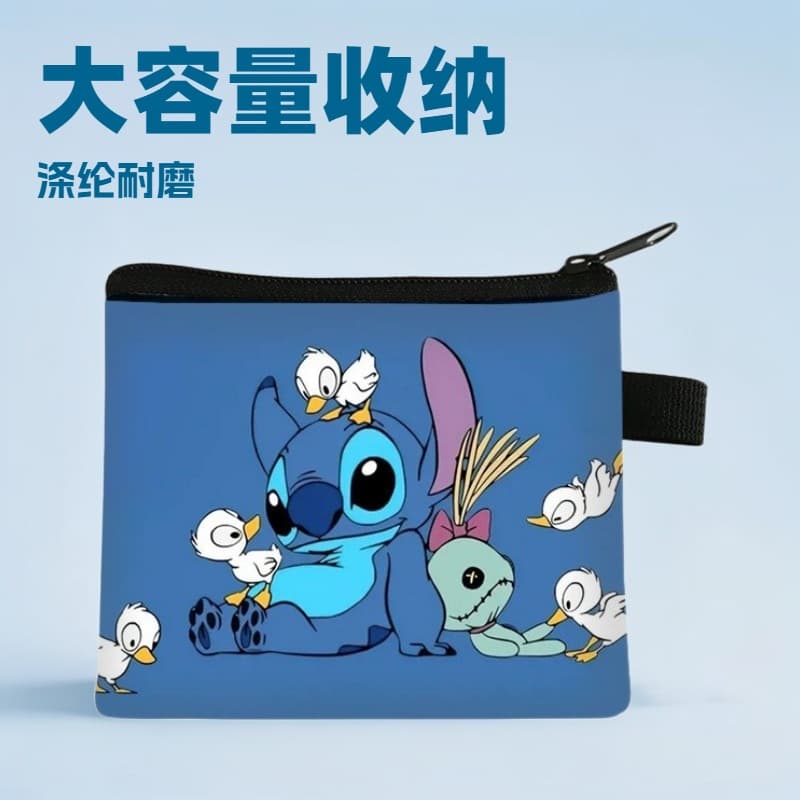 2026 Cross-Border Hot Selling Stitch Children's Coin Purse, Keychain, Earphone Bag, Cute Cartoon Polyester Wallet (Wholesale)