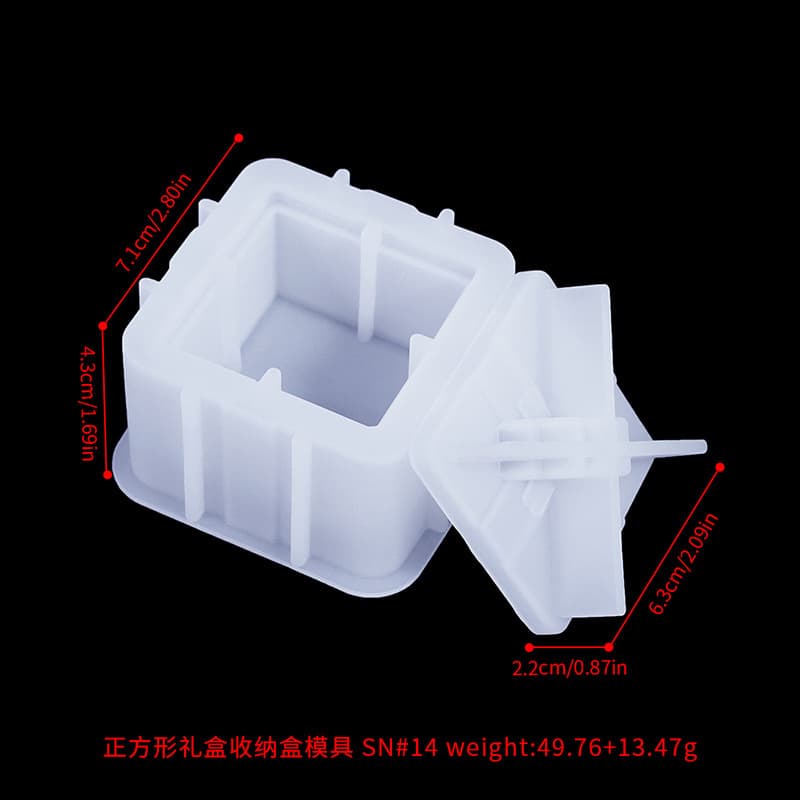 DIY Glue Christmas Gift Box Storage Box Silicone Mold Heart Square Aromatherapy Candle Jar Plaster Mold