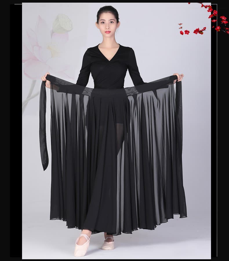 One-piece tie-up classical dance performance practice outfit for women, Chinese square dance skirt under the lights