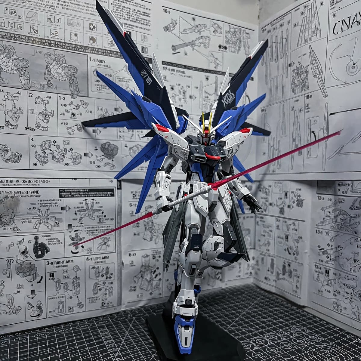 MG Red Frame Kai 6601 M1 Ver. Includes Bonus Large Sword & Stand Assembly Model Kit Action Figure