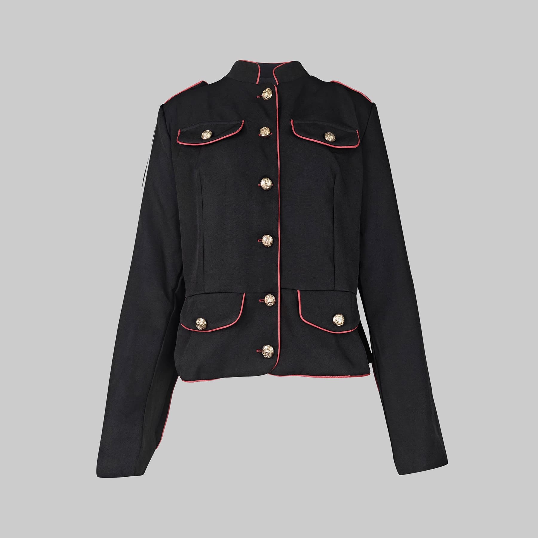 Casual urban long-sleeved loose button-down stand collar jacket without brooch