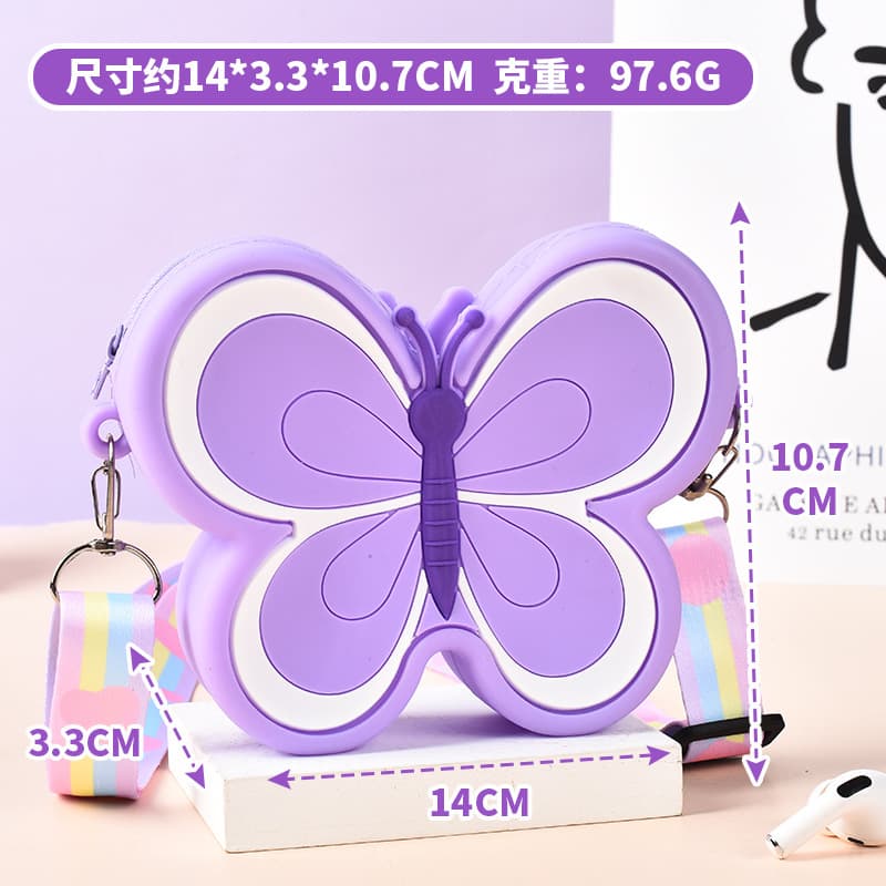 Pop It Bag Kids Silicone Bag Coin Purse Squeeze Toy Stress Relief Crossbody Butterfly Flower Small Bag