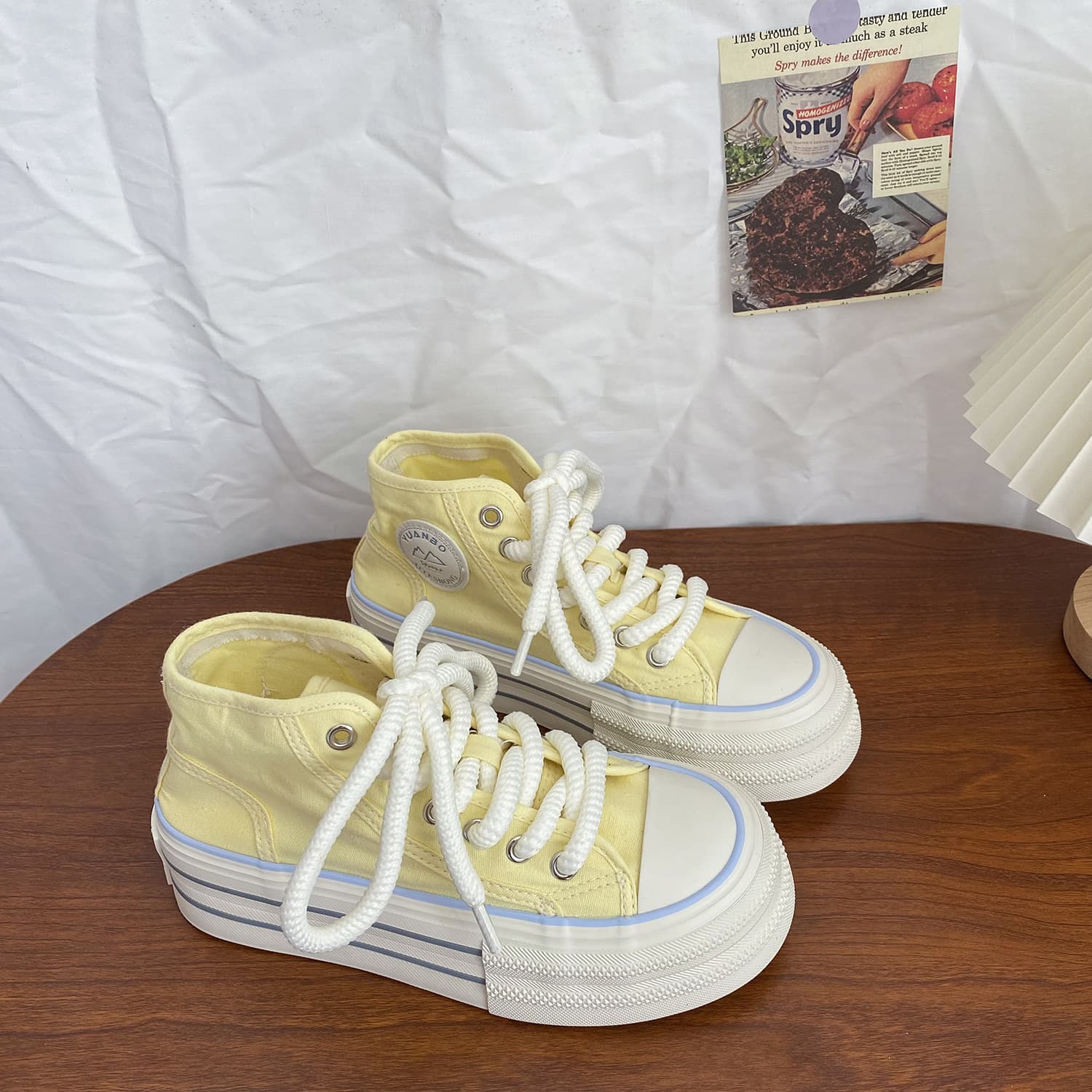 Spring New Style Dopamine Women's Thick-Soled Casual White Sneakers Niche Versatile Chic Shoes High-Top Canvas Shoes Trendy