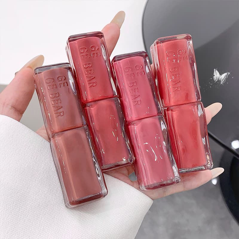 Gegebear Mirror Light Lipstick Ice Permeable Light Mirror Doodle Lip Moisturizing Autumn and Winter Makeup Low Saturation Lip Gloss