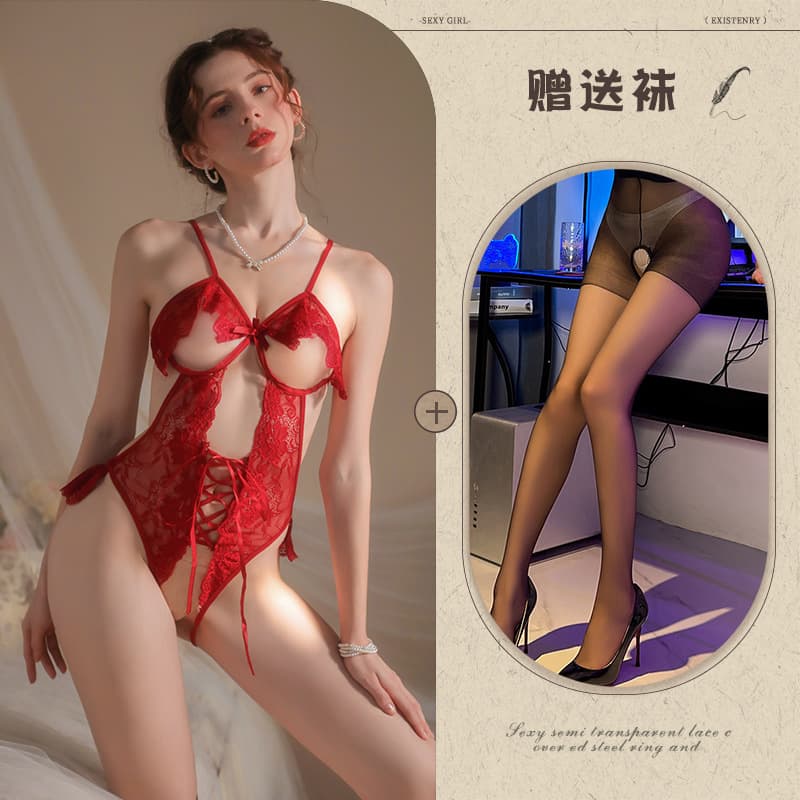 New underwear small chest jumpsuit sexy lace open file-free uniform temptation fun pajamas