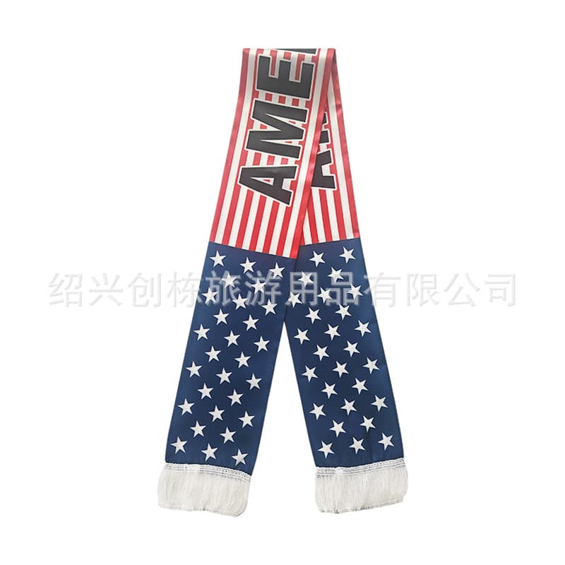 2026 USA-Canadian Cup Fan Scarf, Polyester Satin Soccer Scarf, Event Support Product, In Stock