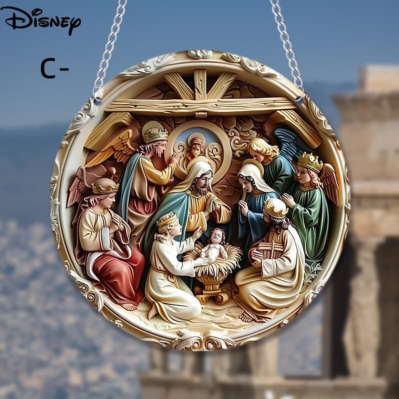 Newborn Baby Welcome Wooden Round Hanging Decor for Bedroom