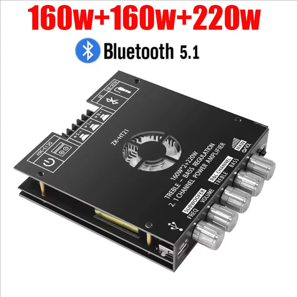 ZK-HT21 Bluetooth Digital Amplifier Module 2.1 Channel TDA7498E Tri-bass Amplifier Module Neutral