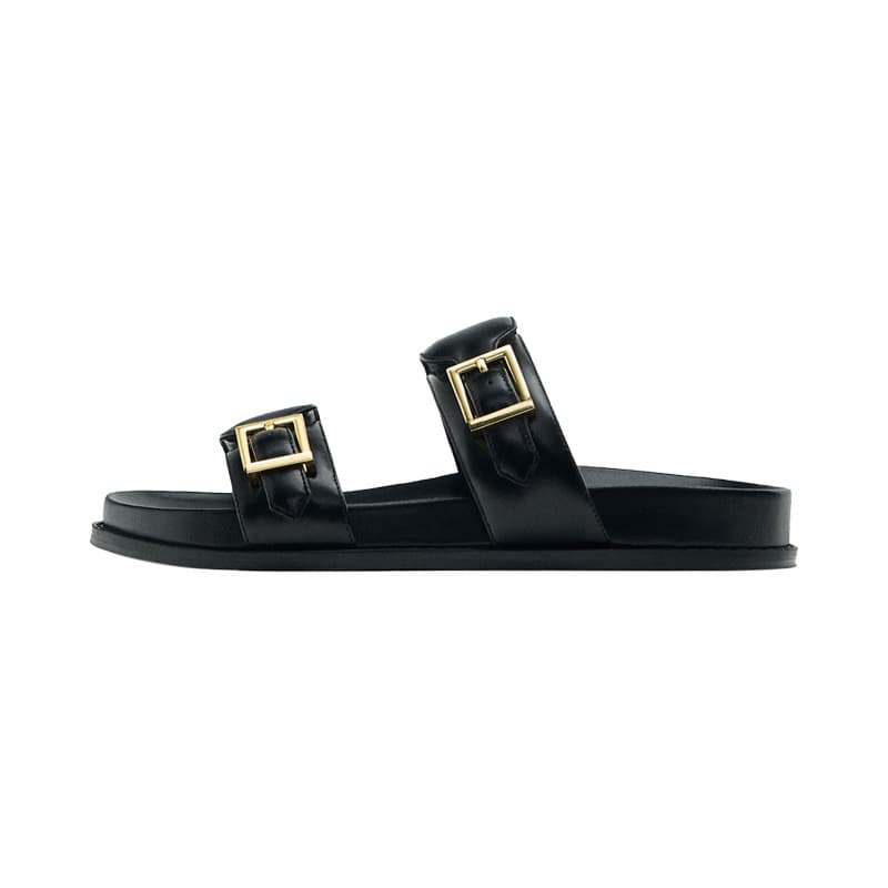 2026 Summer New Genuine Leather Strappy Sandals with Buckle, Thick Sole, Velcro, Open Toe, Casual and Comfortable Beach Shoes