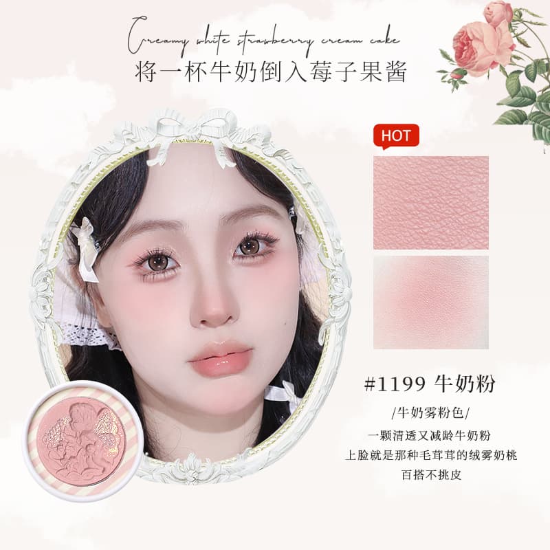 Cheerflor Playful Baked Powder Blush in Purple, Natural Brightening Highlighter, Contouring Matte Color