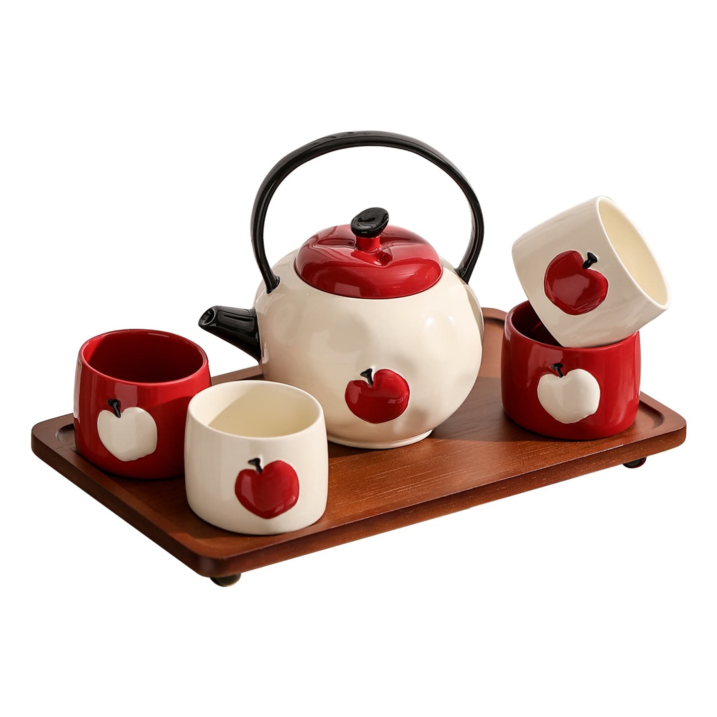 Creative Ceramic Relief Apple Water Cup Set Home Water Cup Set Coffee Cup High Appearance Gift Gift Box