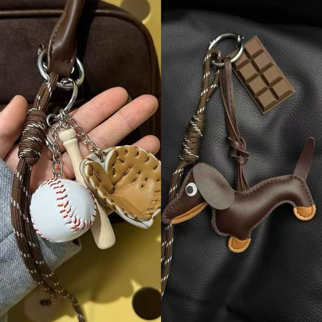 Cute Plush Toy Baseball Pendant Miu Style Climbing Rope Hand Strap Cartoon Doll Bag Accessory Keychain Trendy