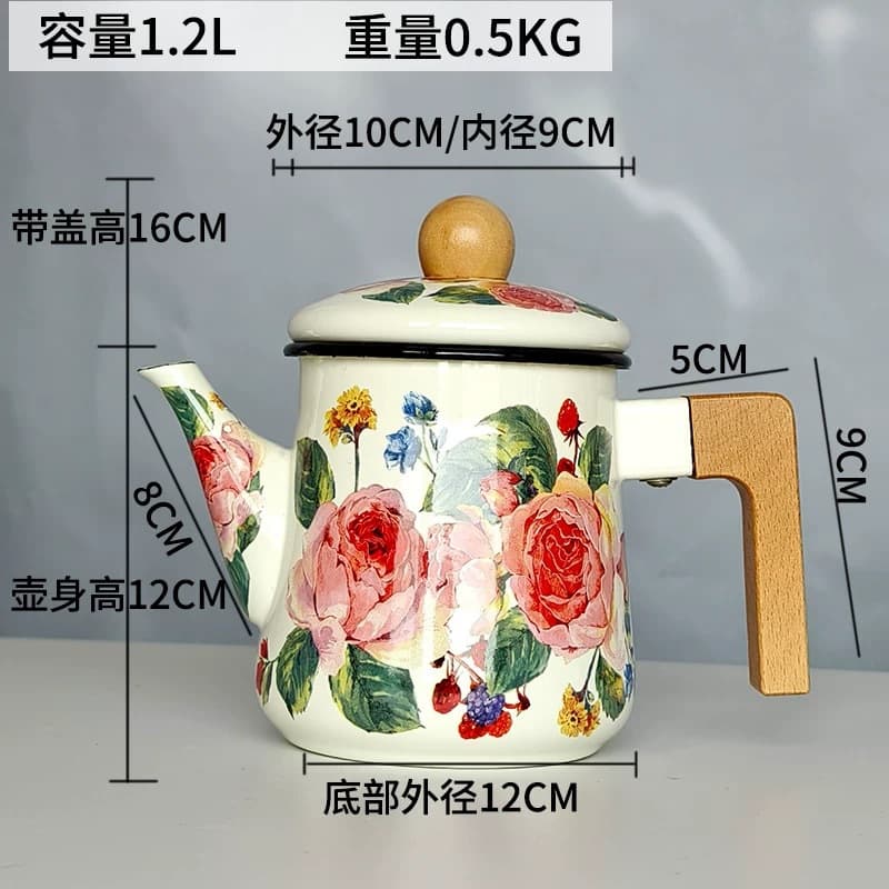 Enamel Kettle for Boiling Water, Milk Tea, Flower Tea, and Herbal Medicine, Compatible with Induction Cooktop and Open Flame