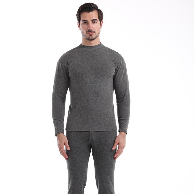 Solid Color Thermal Underwear Set for Men, Factory Direct Sale, Winter Warm Long Johns, Low Price, Brushed Fleece Lined and Thickened