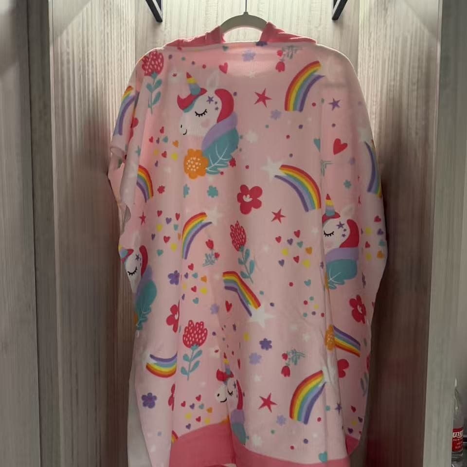 Factory Direct Children's Bath Towel Cape Soft Skin-Friendly Quick-Dry Hooded Bathrobe Cartoon Print Absorbent Swimming Use