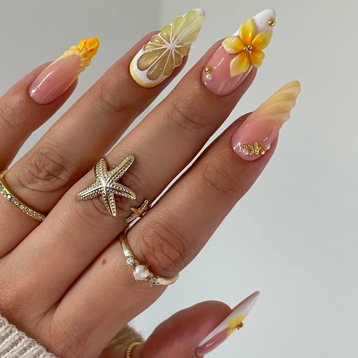 24Pcs Almond Shape 3D Removable Press On Nails Fake Nails for Cross-Border E-Commerce