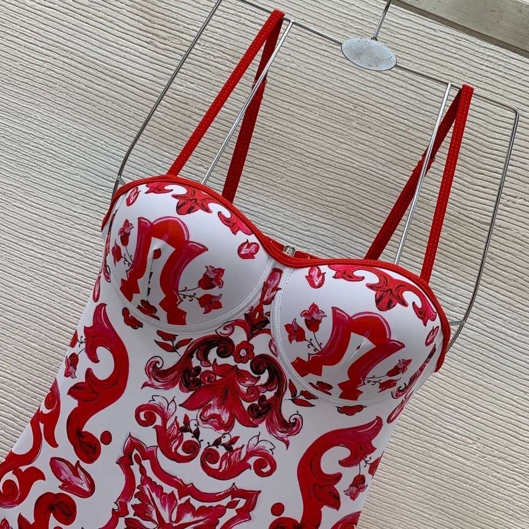 2026 Women's One-Piece Swimsuit with Sarong Tummy Control Sexy Printed