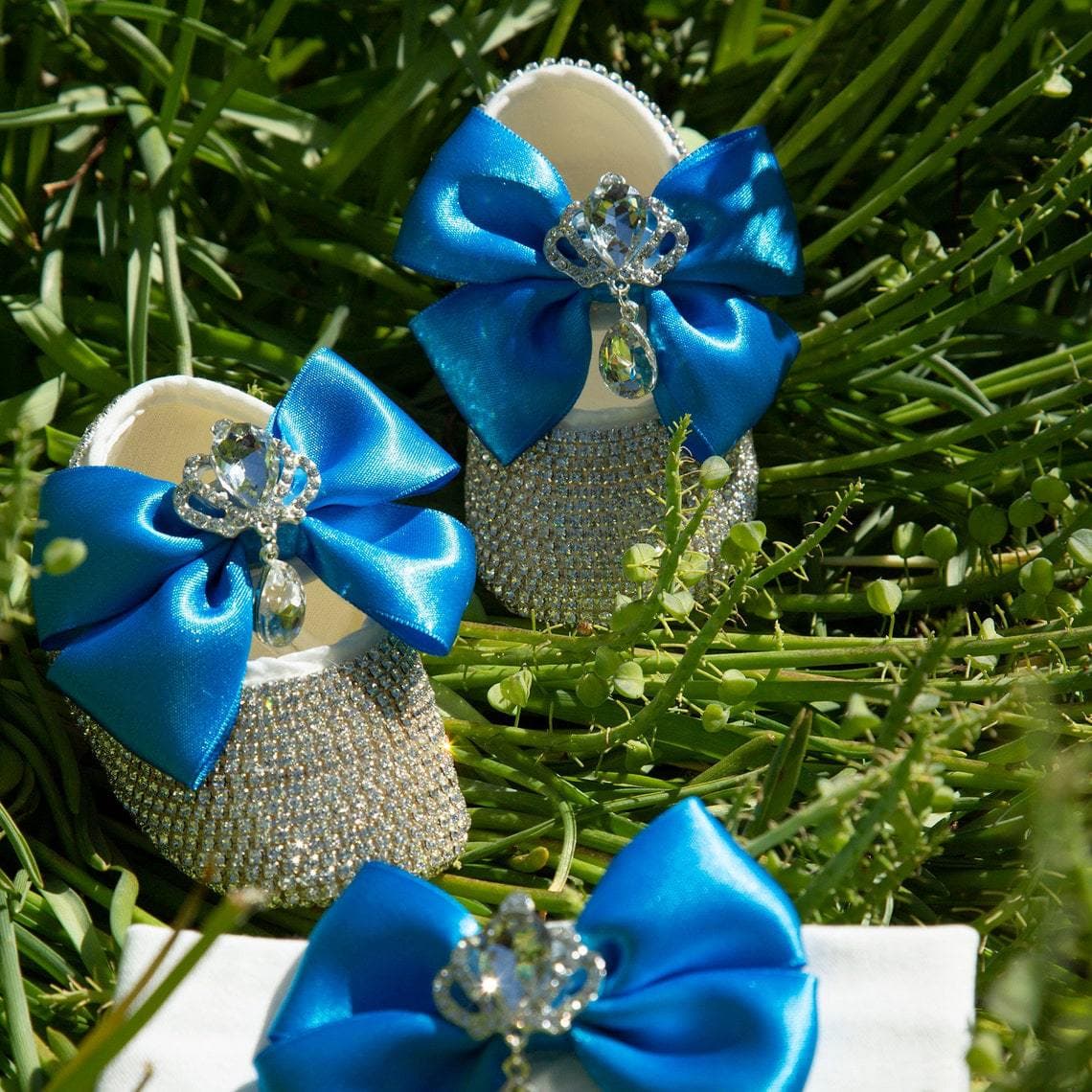 Baby photography props shoes princess shoes and headband with Crown Crystal Diamond Baby toddler shoes soft sole set