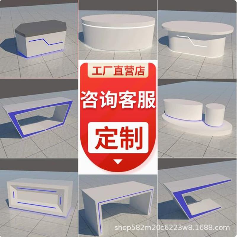Company exhibition center island display stand with illuminated custom-shaped showcase, painted display cabinet for tech models and product exhibitions