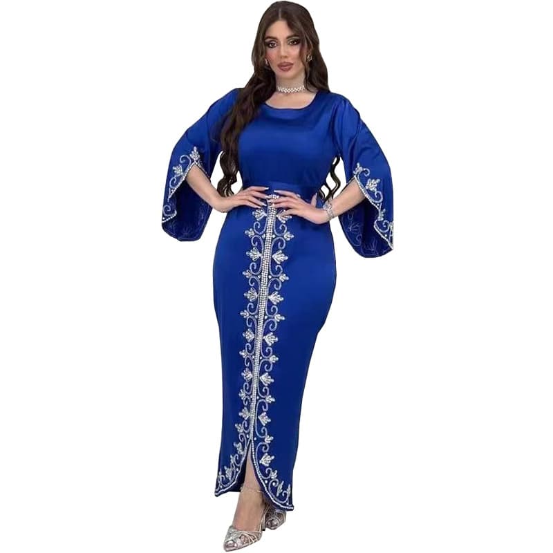 AB322 2025 Summer New Women's Dress Cross-border Long Dress Fashion Rhinestone Soft Satin Evening Gown