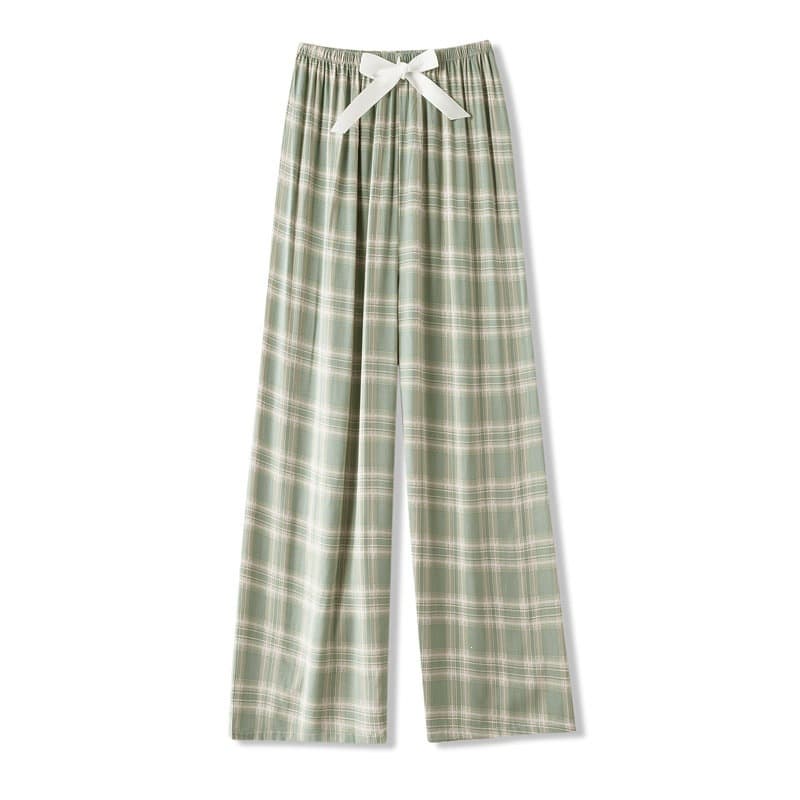 2026 New Summer Women's Cotton Silk Sleep Pants, Wearable Outside, Rayon Nine-Tenths Wide-Leg Home Pants, Floral Long Pants