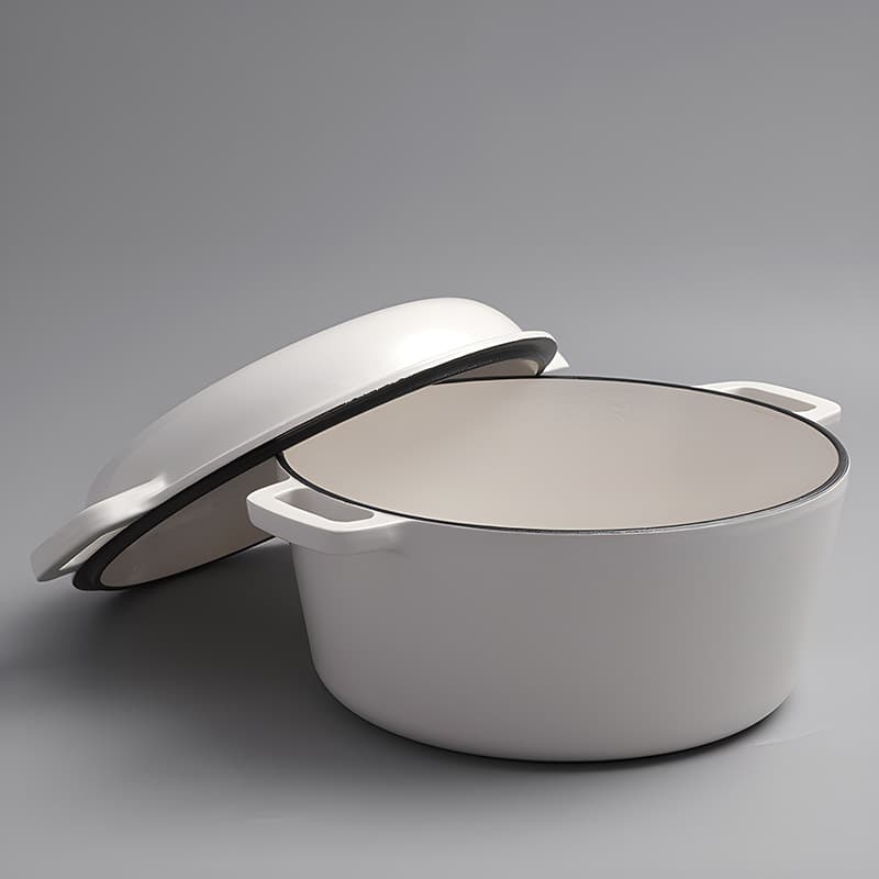 Cast Iron Enamel Pot Baking Deepening Flat Bottom Enamel Dual-purpose Pot White Thickened Cast Iron Pot Cross-border Amazon
