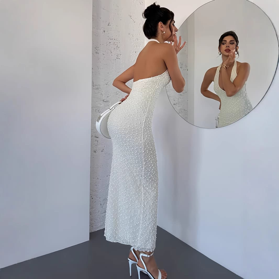 European and American cross-border dress OEM customization, fitted waist slim long dress factory OEM sample making