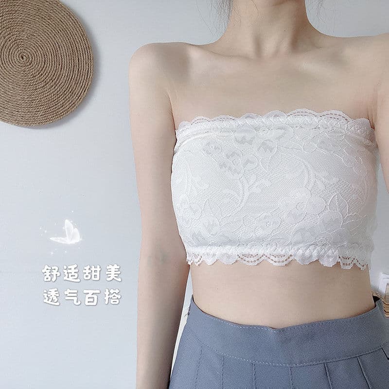 Sexy lace thin one-piece bralette for women, strapless bra, bra for girls, anti-exposure, versatile vest underwear