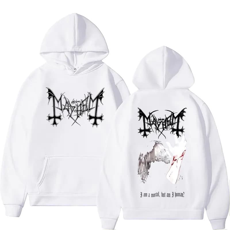 Death Black Metal Mayhem Print Hoodie Men Women Vintage