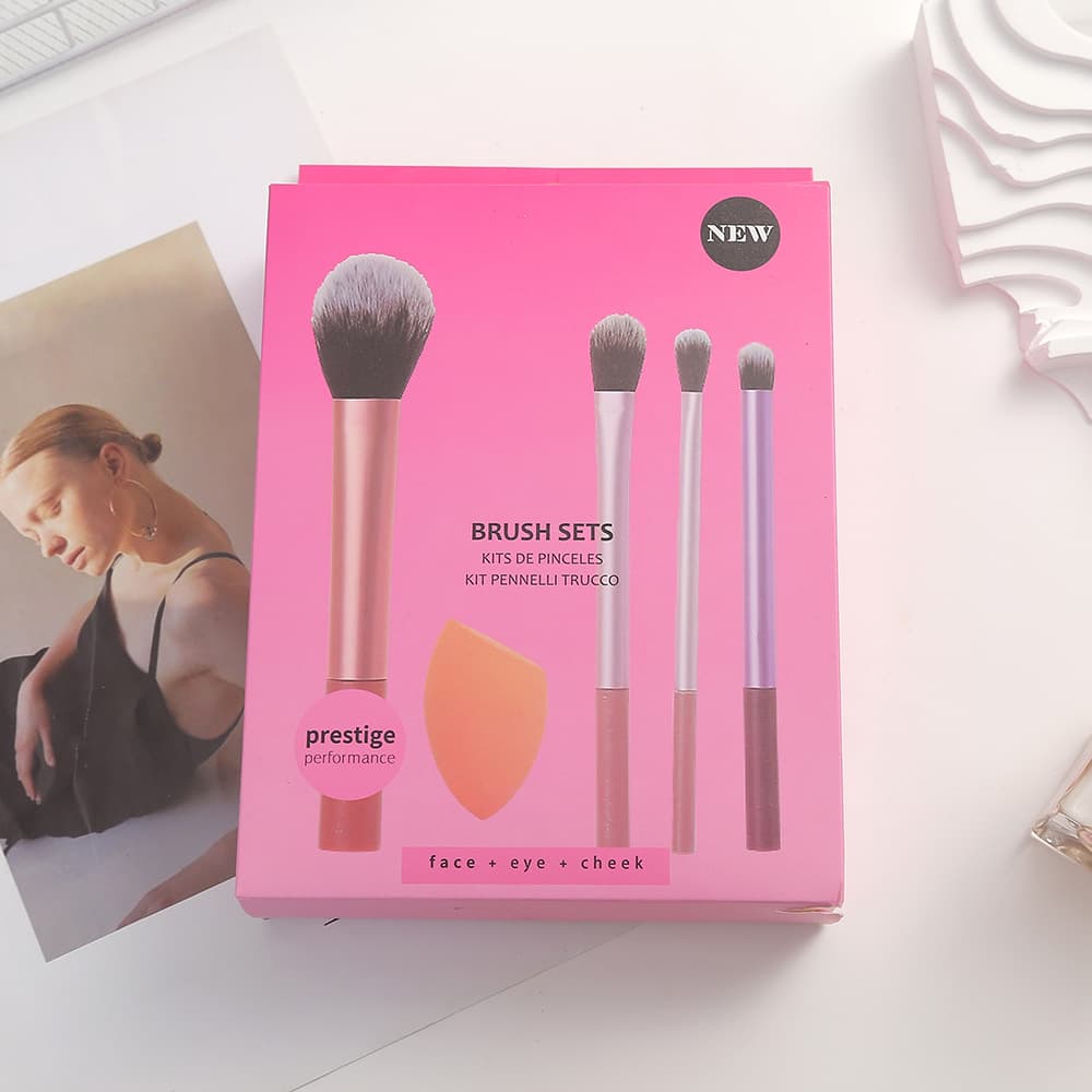 New Nylon Bristle Portable Makeup Brush Set (Blush, Eyeshadow, Blending, Four Soft Bristle Powder Brushes)