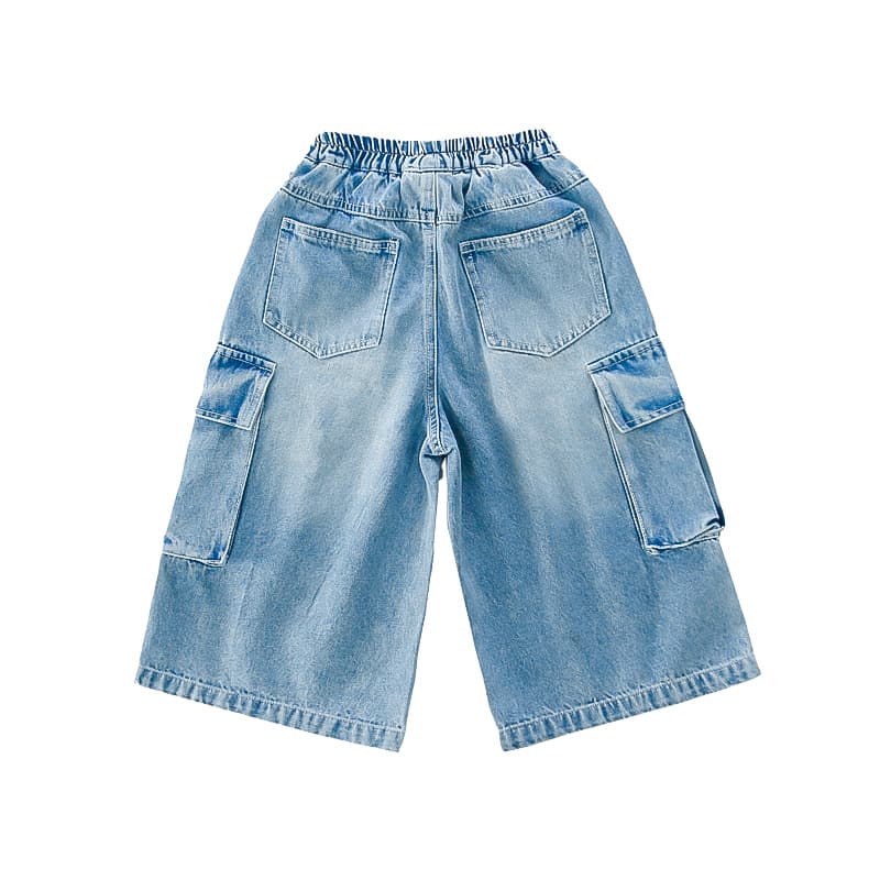 Girls' Jeans 2026 New Style Spring and Autumn Versatile Wide-Leg Long Pants for Toddlers, Cargo Pockets, Baby Straight Leg Pants
