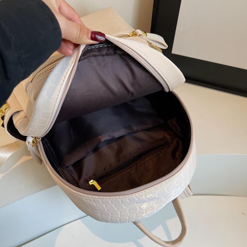 Backpack 2025 New Korean Style Fashion Large Capacity Stone Texture Women's Backpack Casual Student School Bag