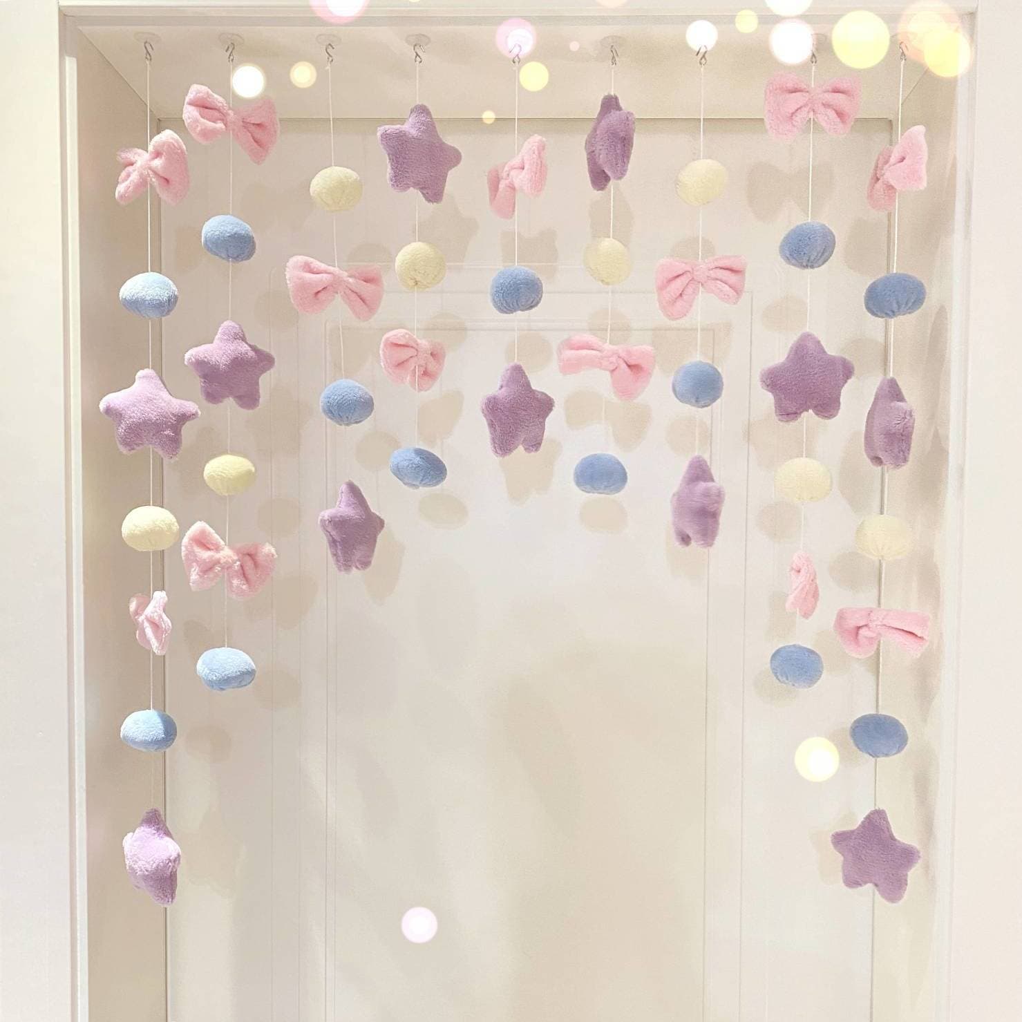 Pink Heart-Shaped Planet Door Curtain Hanging Decoration, Cute and Aesthetically Pleasing for Girls, Wall Decoration, No-Drill Door Curtain