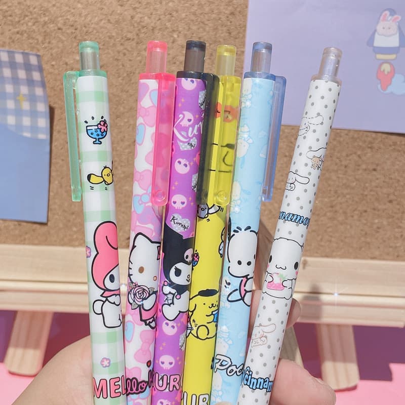 Korean Trend Cute Gel Pen 0.5mm Student Cinnamoroll Pen Sanrio Pen Bullet Tip Pink Cat Pen