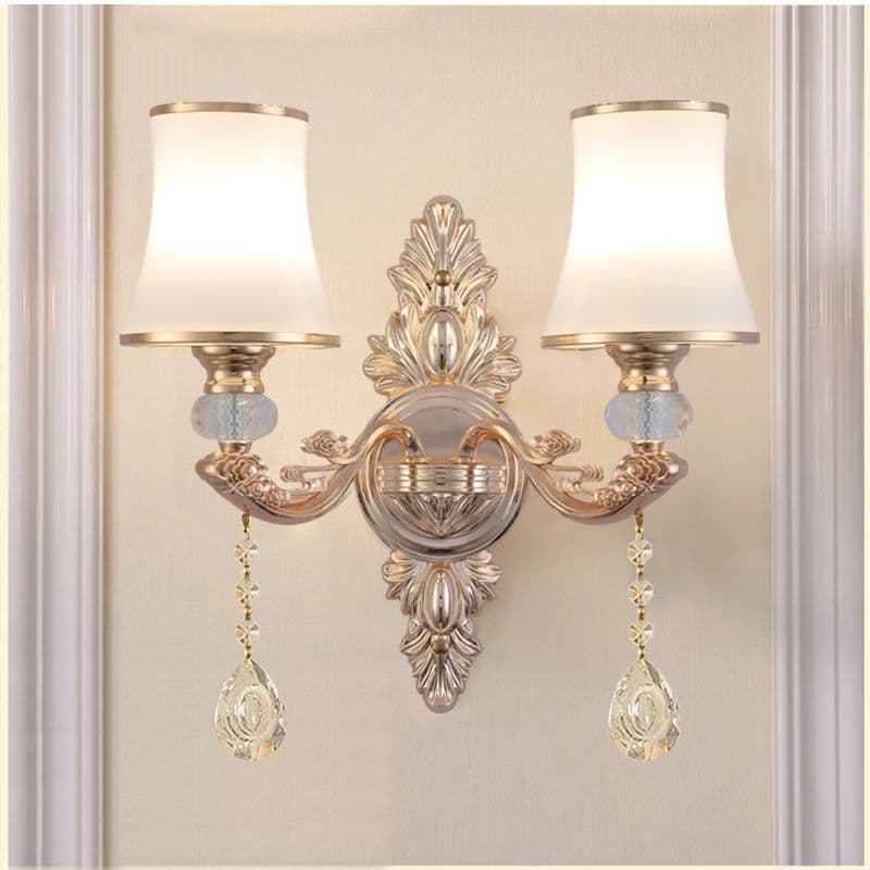 Crystal Living Room Wall Lamp European Style Bedroom Clubhouse Background Wall Zinc Alloy Wall Lamp Simple Modern Bedside Lamp Corridor Lamp
