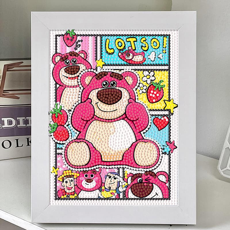 Kids Diamond Painting Kit, Cartoon Animal Full Drill, with Frame, School Craft