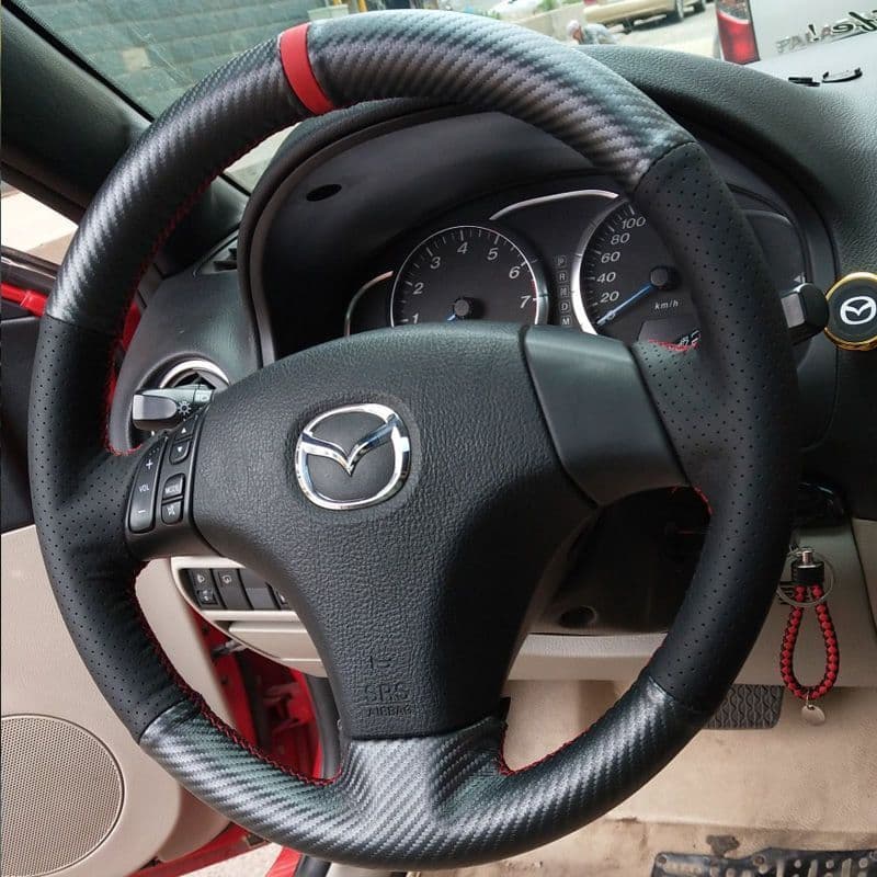 Mazda6 Atenza Steering Wheel Cover, 3 Mazda6 Axela CX-5 CX-4 Dedicated Genuine Leather Suede Hand-stitched All-Season