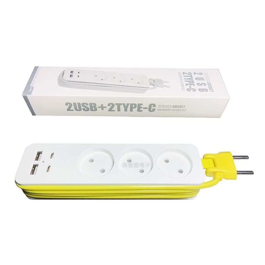 European Standard Power Socket for Russia and South Korea, European Standard Two-Prong Plug Adapter with Type-C and USB Interface