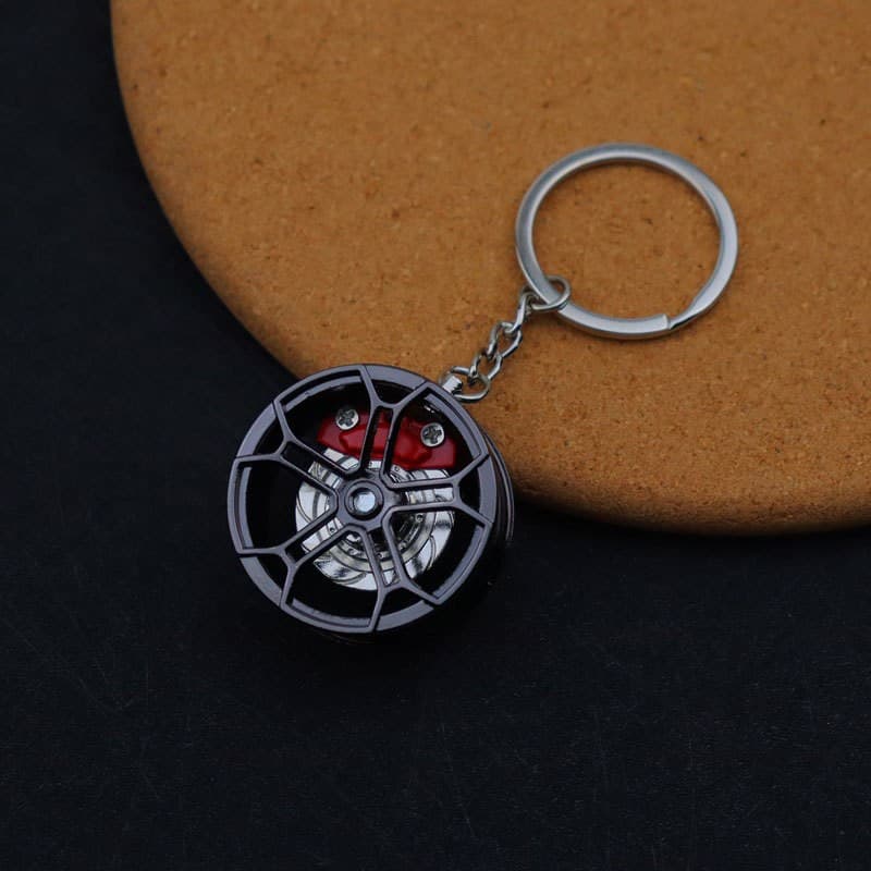 Creative 2D flat acrylic wheel hub turntable bearing rotating brake disc caliper keychain pendant