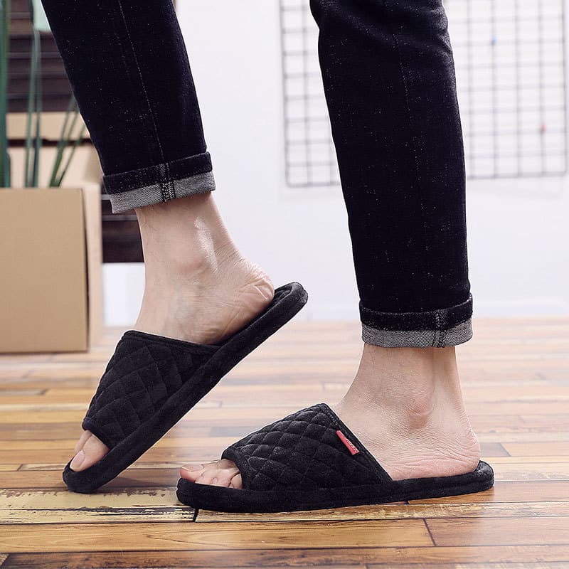Spring Summer Indoor Faux Fur Velvet Sole Slippers for Couples