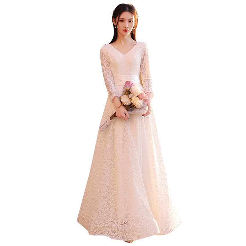 Light Wedding Dress Mini Dress for Daily Travel Photography and Certificate Photos, Elegant Forest Style Fairy-Tale Simple Lace Dress for Women