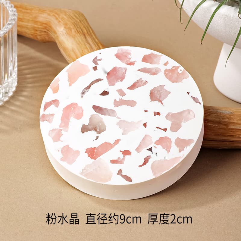 Natural Crystal Plaster Coasters Amethyst Fluorite Crystal Crafts Dessert Coffee Cup Coasters Desktop Decorations
